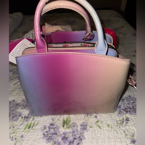 NWT Betsey Johnson Ombré Satchel with Scarf - Picture 3 of 10